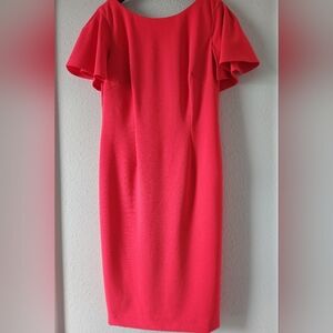 Elegant Coral Dress with Flowy Sleeves Size 6 NWOT